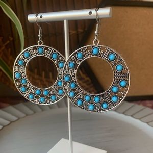 Turquoise Dreamcatcher Boho Earrings